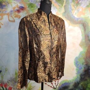 EUC Vintage Sheri Martin Gold w/Burgundy Accent Jacket